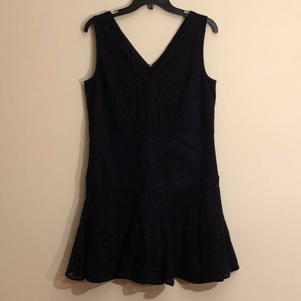 Navy Blue Ann Taylor drop waist mini dress sz 8